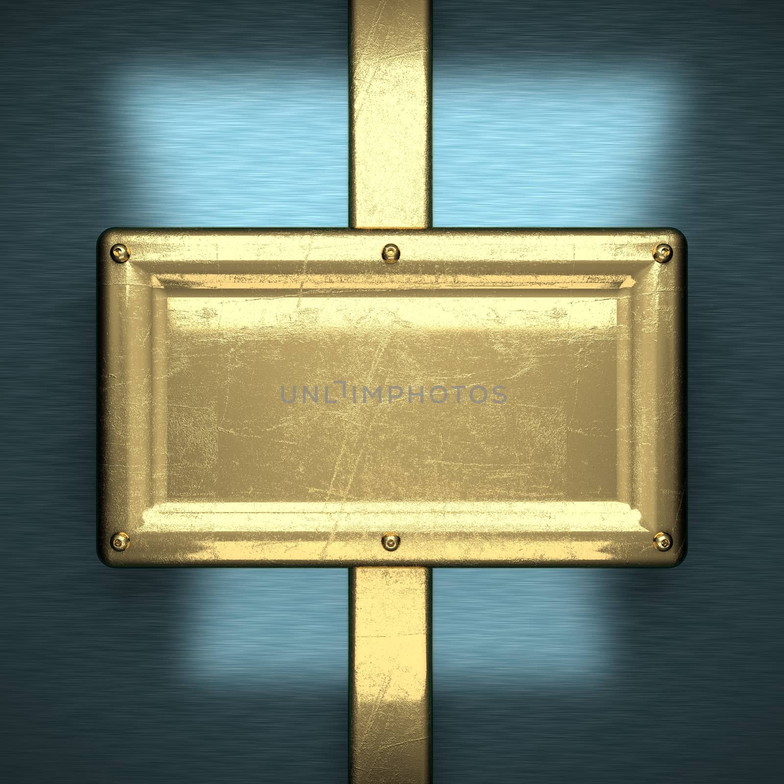 blue metal background with yellow element