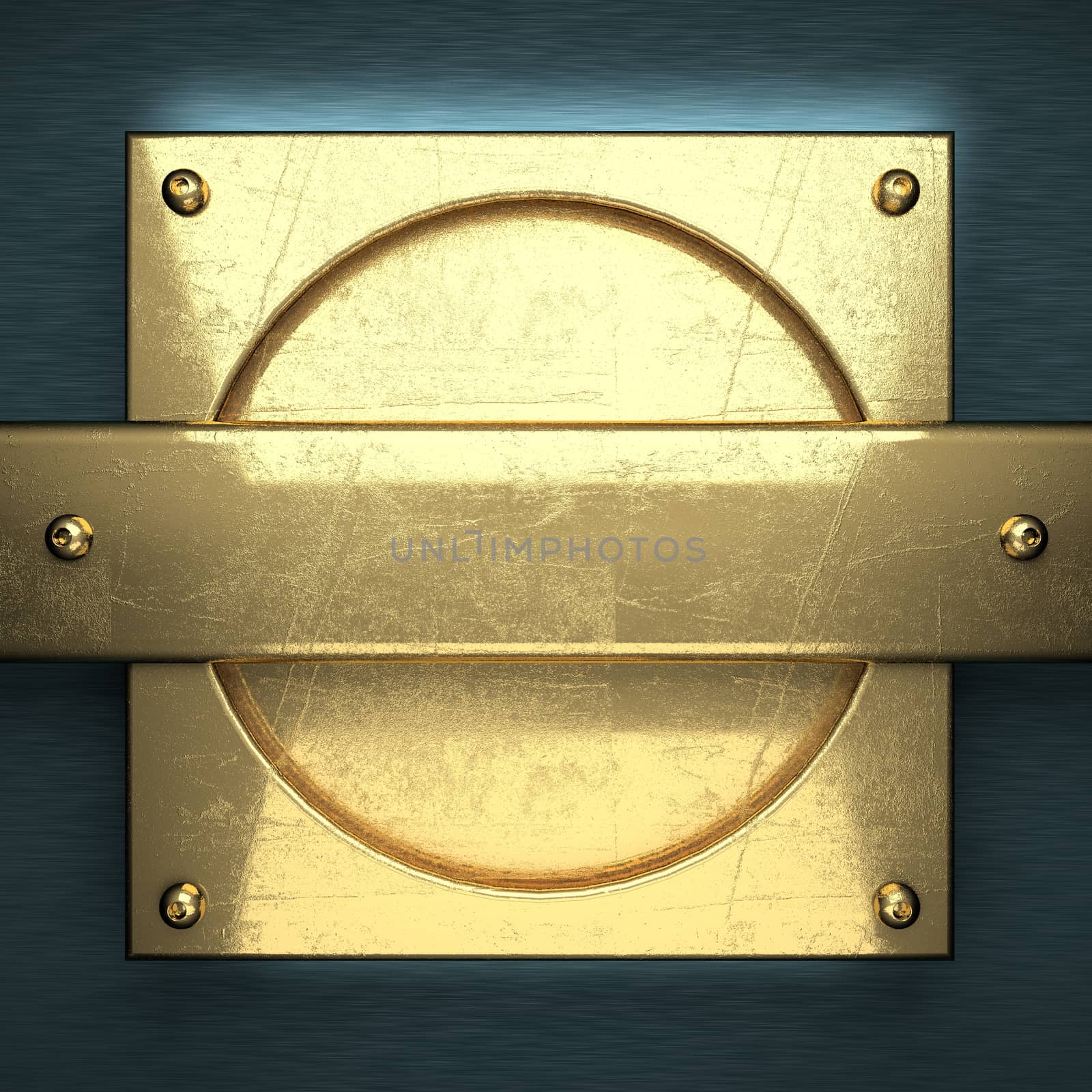 blue metal background with yellow element