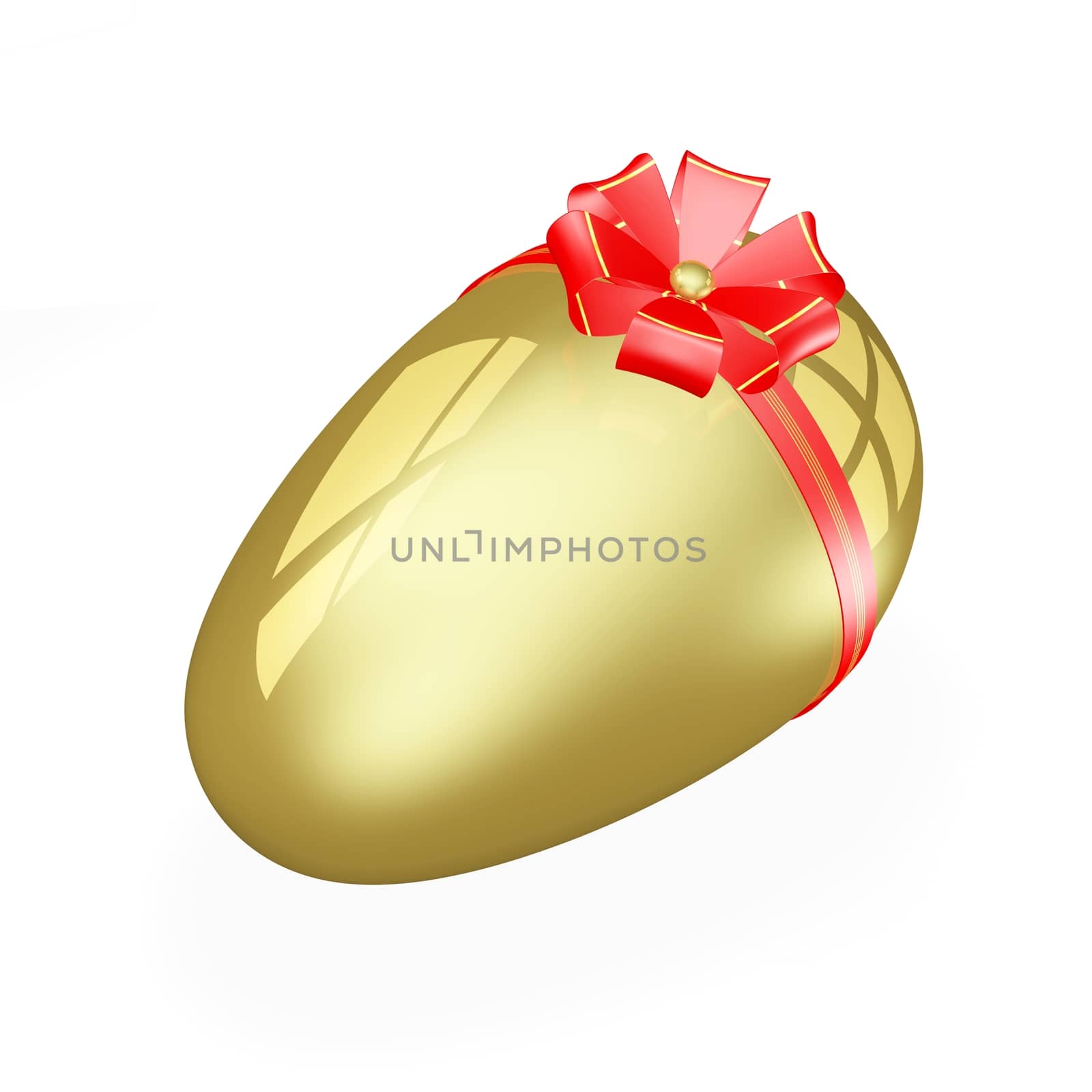 Golden Easter Egg with Red Bow and Ribbon by RichieThakur