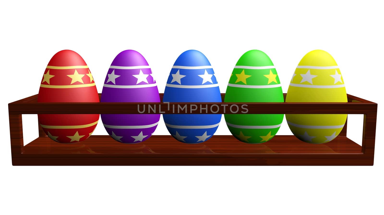 Colorful Easter Eggs in a Wooden Rack by RichieThakur