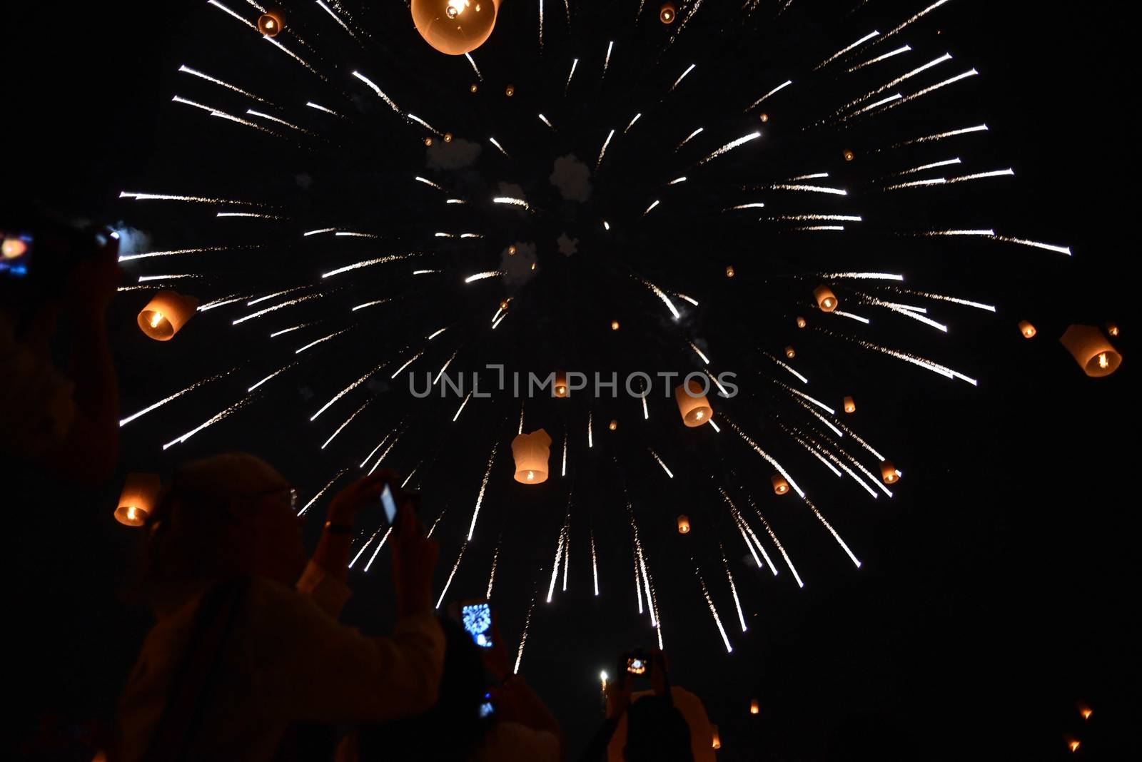 Sky lanterns firework festival,Chiangmai ,Thailand, Loy Krathong and Yi Peng Festival