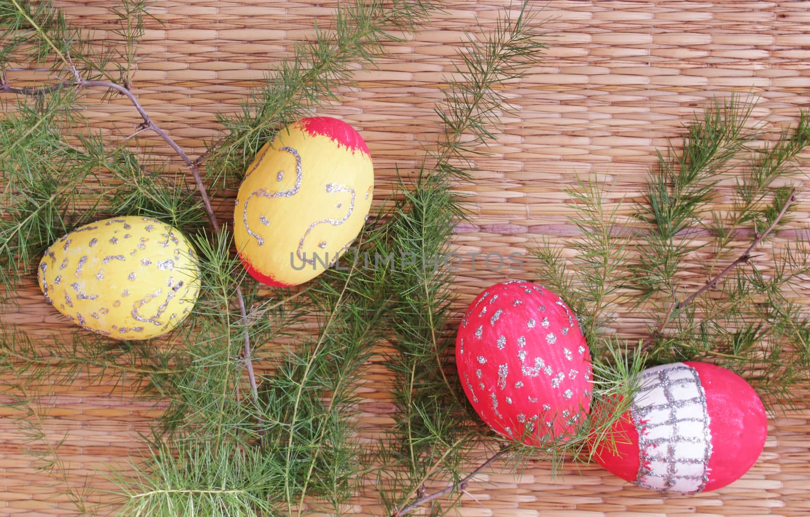 Easter Decoration with Eggs and Fir Twigs by RichieThakur