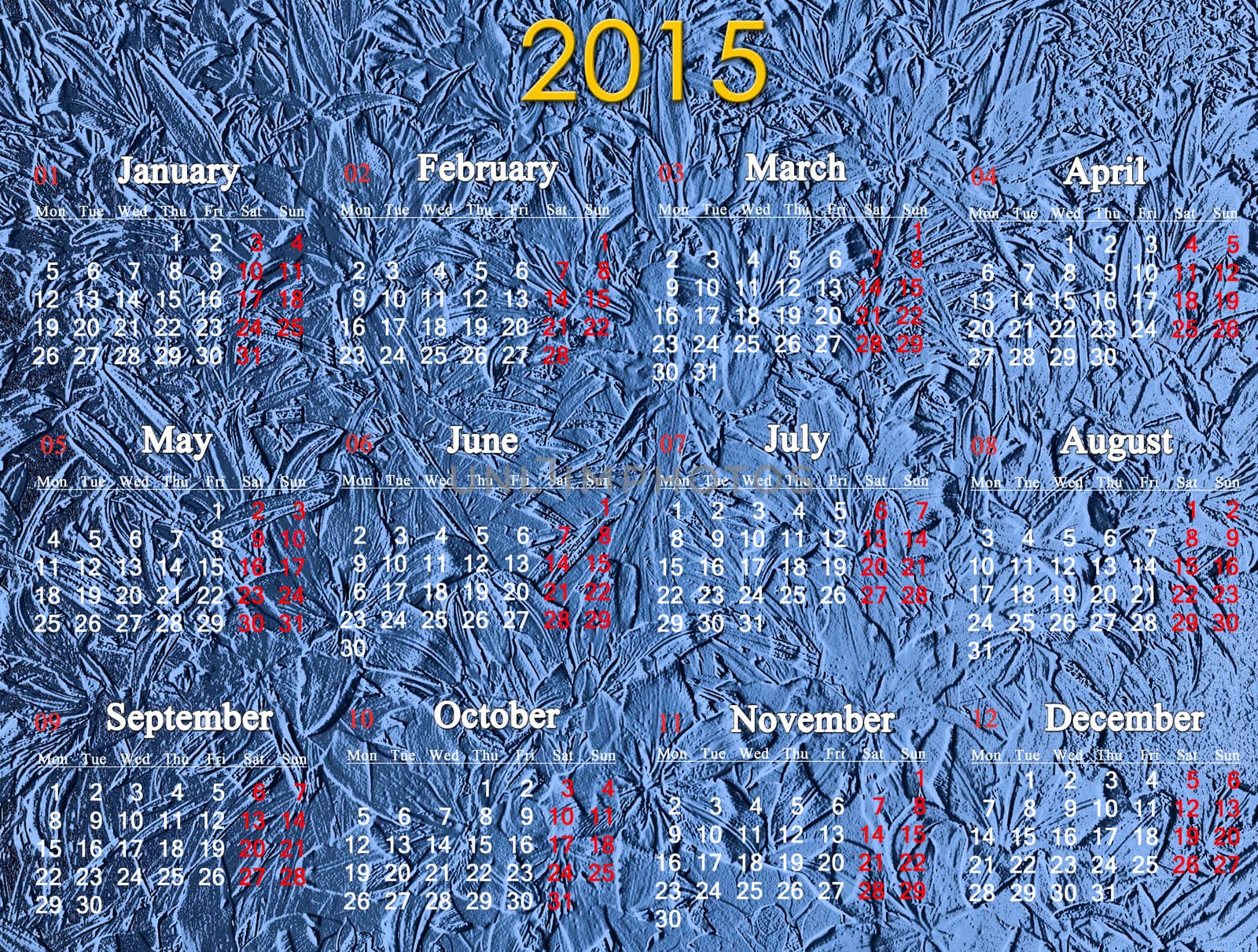 calendar for 2014 year on the luxurious blue background