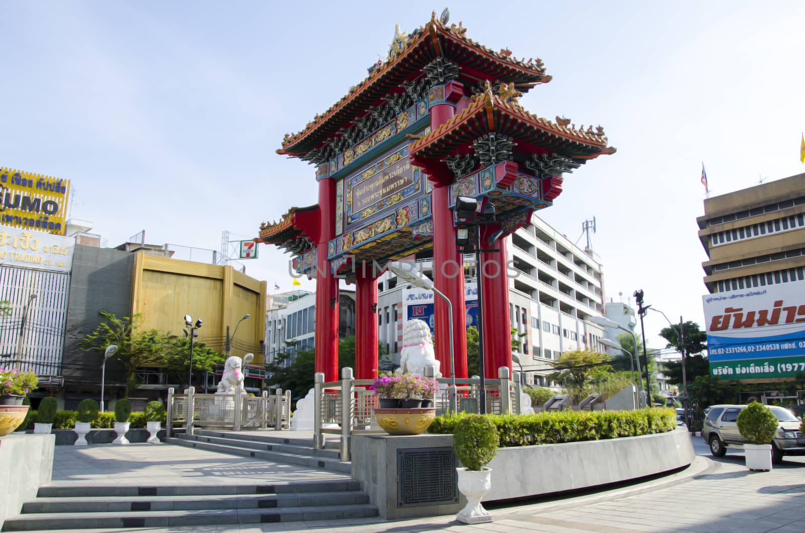 BANGKOK - July 7: Gate of Chinatown on july 7, 2014 in Bangkok, Thailand. Arch marks the beginning of famous Yaowarat Road, heart of Chinatown. by siiixth