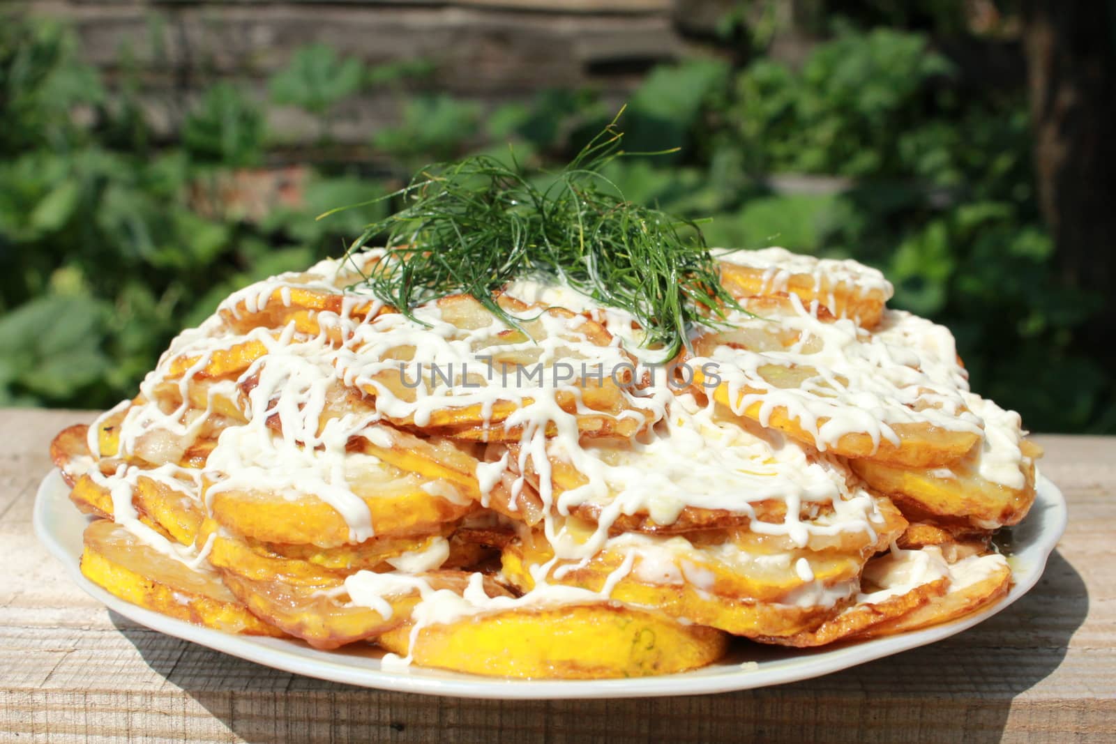 dish from fried squash in sauce
