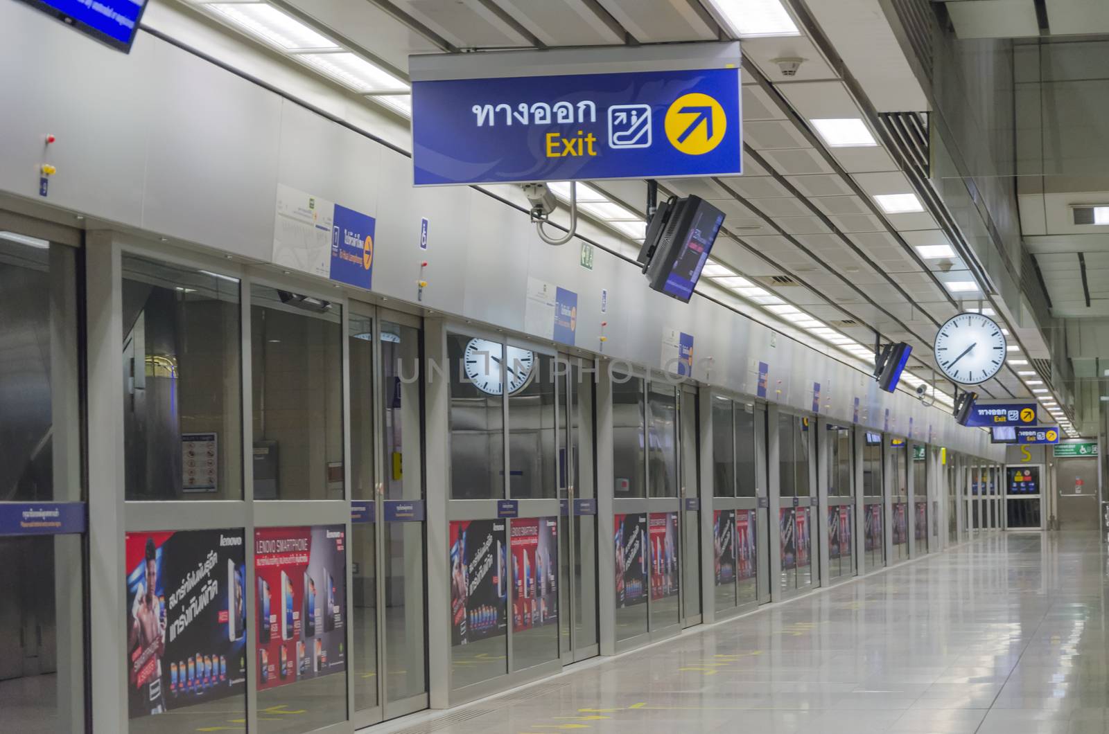 BANGKOK - JULY 18: night on an empty metro (MRT) station on JULY by siiixth