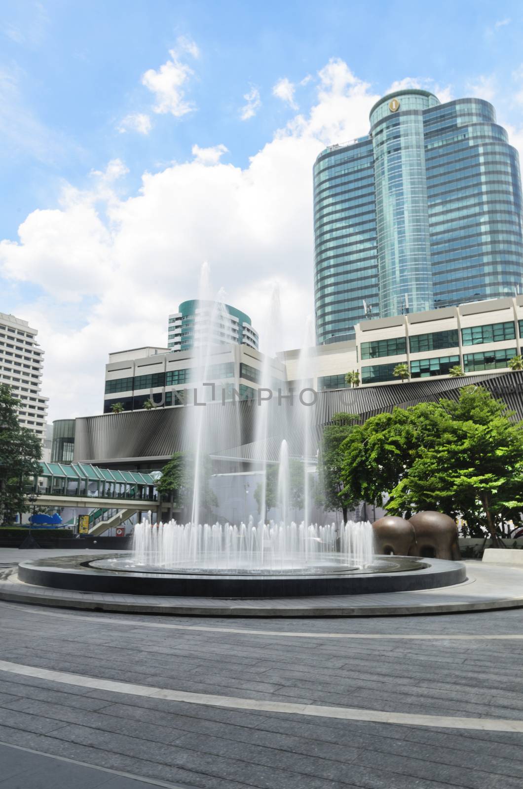 fountain in front of Central world Plaza square in bangkok thail by siiixth
