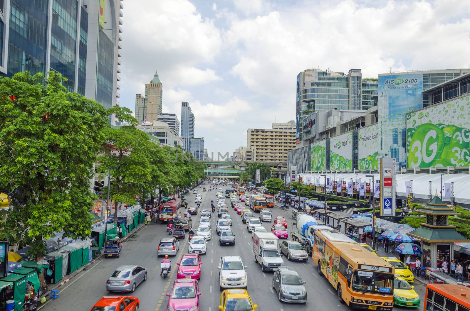 a traffic on ratchaprasong road in bangkok thailand on 3 July 2014 BANGKOK THAILAND