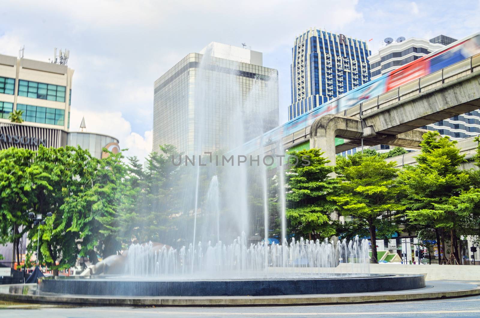 fountain in front of Central world Plaza square in bangkok thailand on 3 July 2014 BANGKOK THAILAND