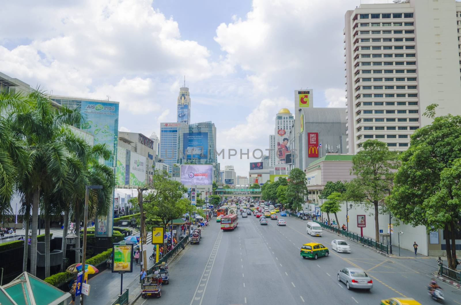 a traffic on ratchaprasong road in bangkok thailand on 3 July 2014 BANGKOK THAILAND