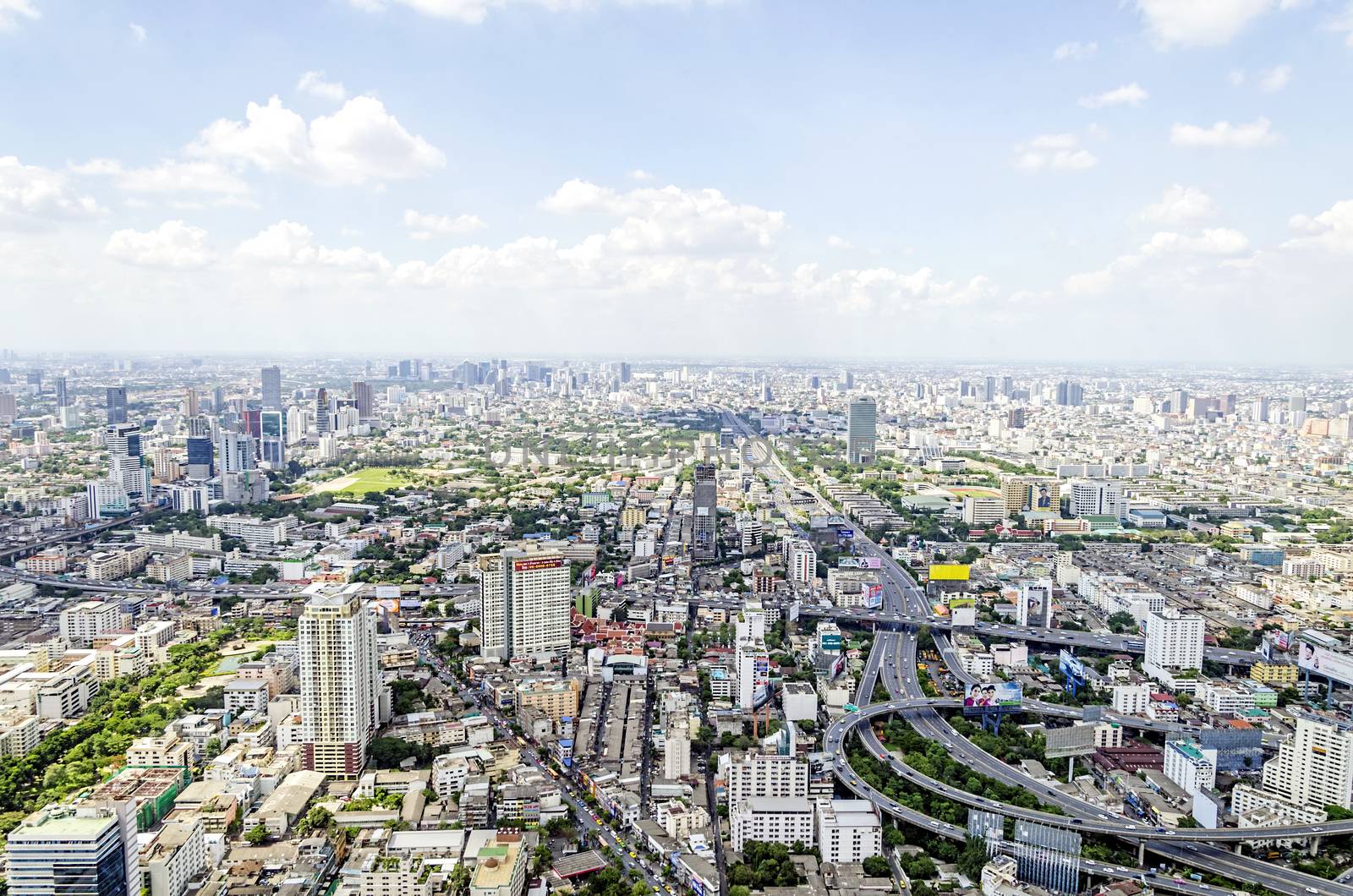 bangkok view from baiyoke tower II on 3 July 2014 BANGKOK - July 3: Baiyok Tower II is the tallest building in Thailand with 328.4 m. july 3, 2014 in Bangkok, Thailand