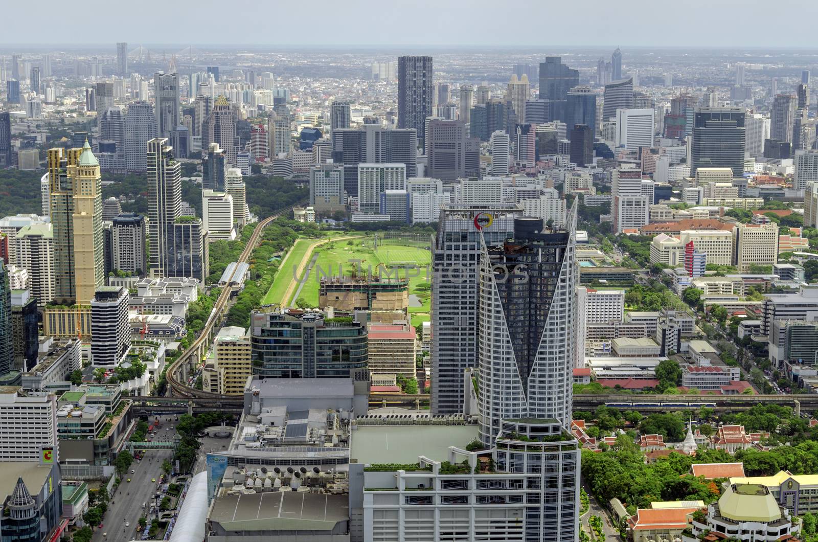 bangkok view from baiyoke tower II on 3 July 2014 BANGKOK - July 3: Baiyok Tower II is the tallest building in Thailand with 328.4 m. july 3, 2014 in Bangkok, Thailand