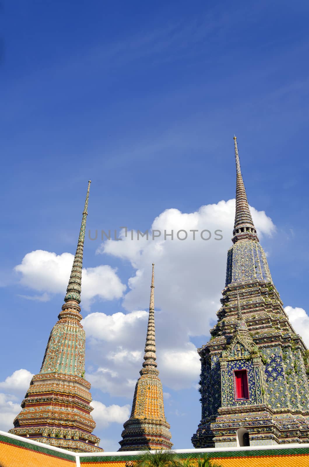 3 Pagodas in Wat Po - A Temple in Bangkok, Thailand