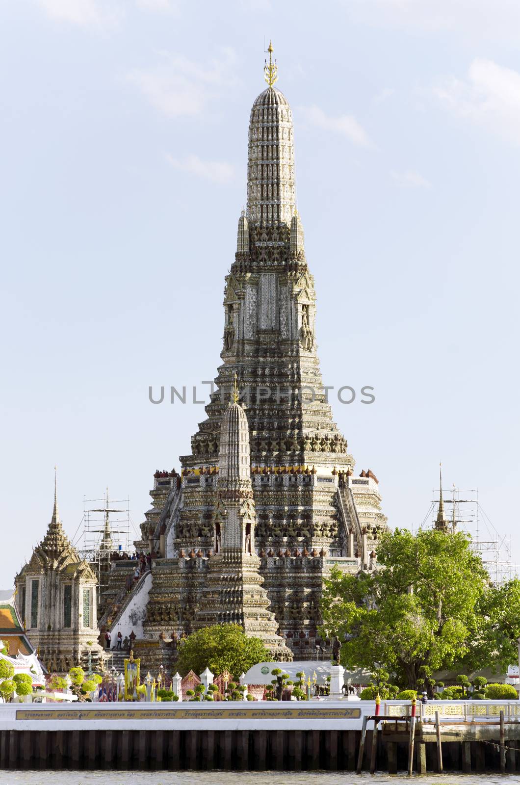 BANGKOK - JULY 3: View of Wat arun temple from ferry boat on cha by siiixth