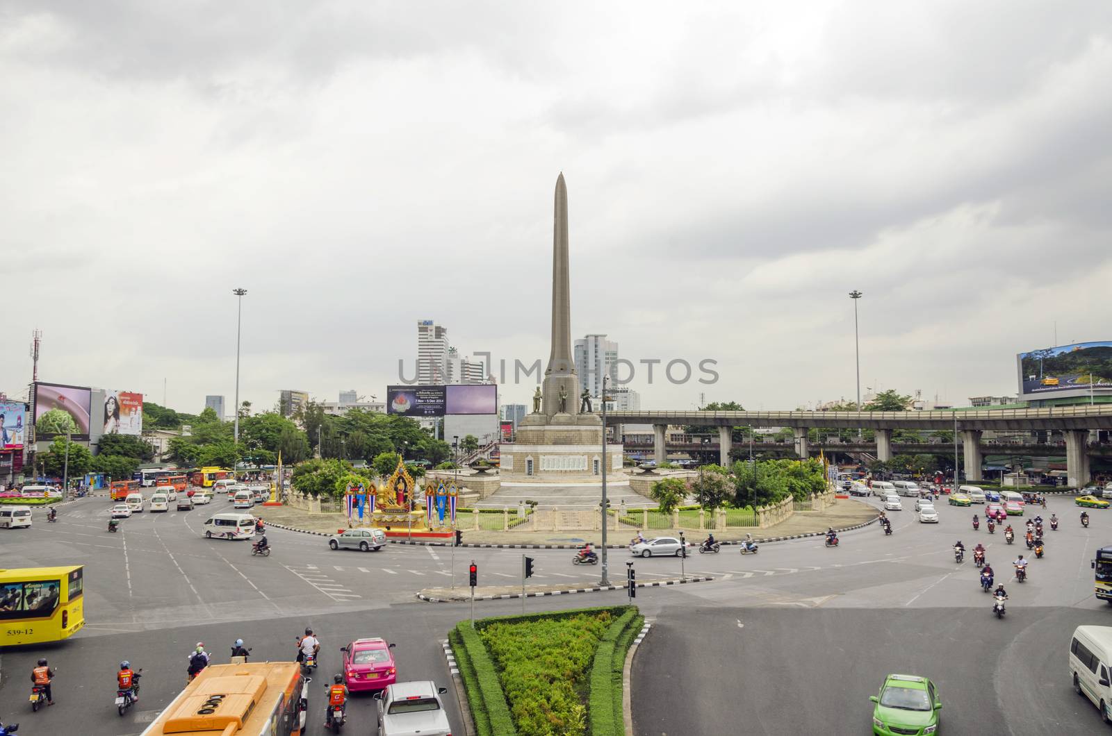 BANGKOK - Traffic At Victory Monument Of Thailand on August 2 20 by siiixth