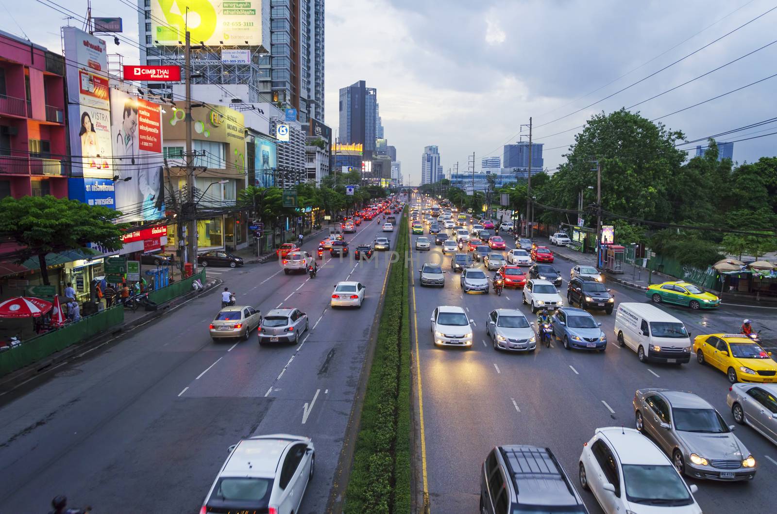 BANGKOK - AUGUST 2 2014, Thailand Bangkok Street Scene with Heav by siiixth