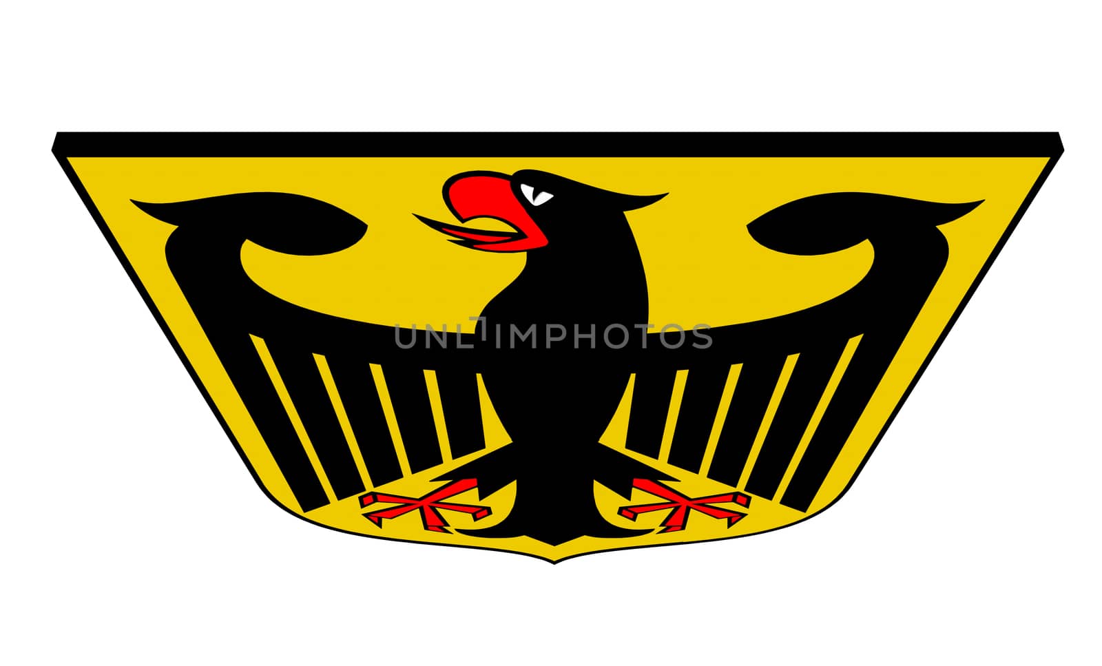 Coat of arms of Germany, black eagle on a yellow field, 3d render