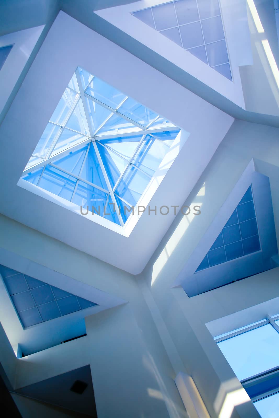 Roof transparent in modern office building 