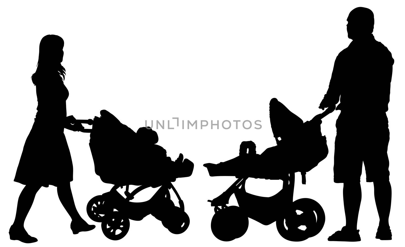 Illustration of a parents silhouette isolated on white