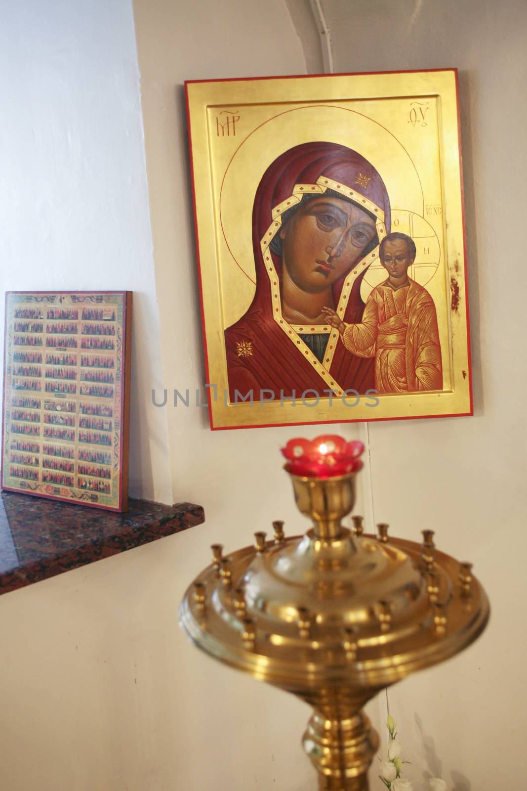 Icon on wall of old orthodox church