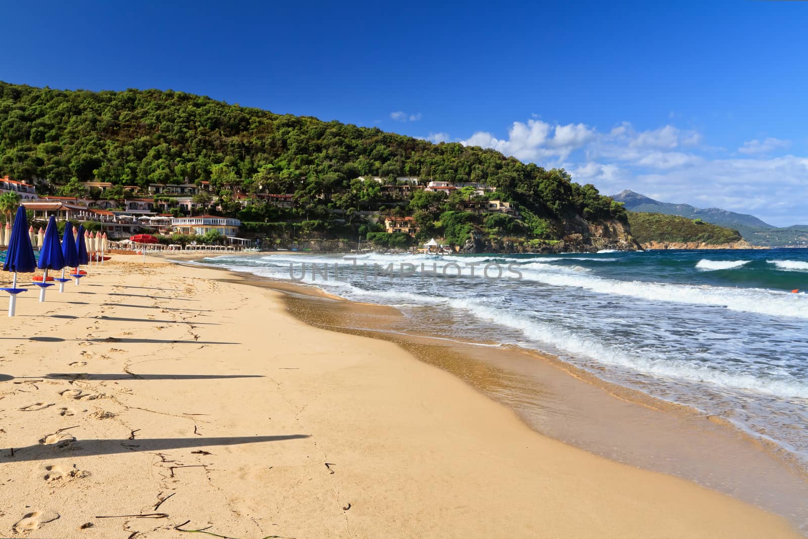 La Biodola, a famous sandy beach in the Isle of Elba, Italy