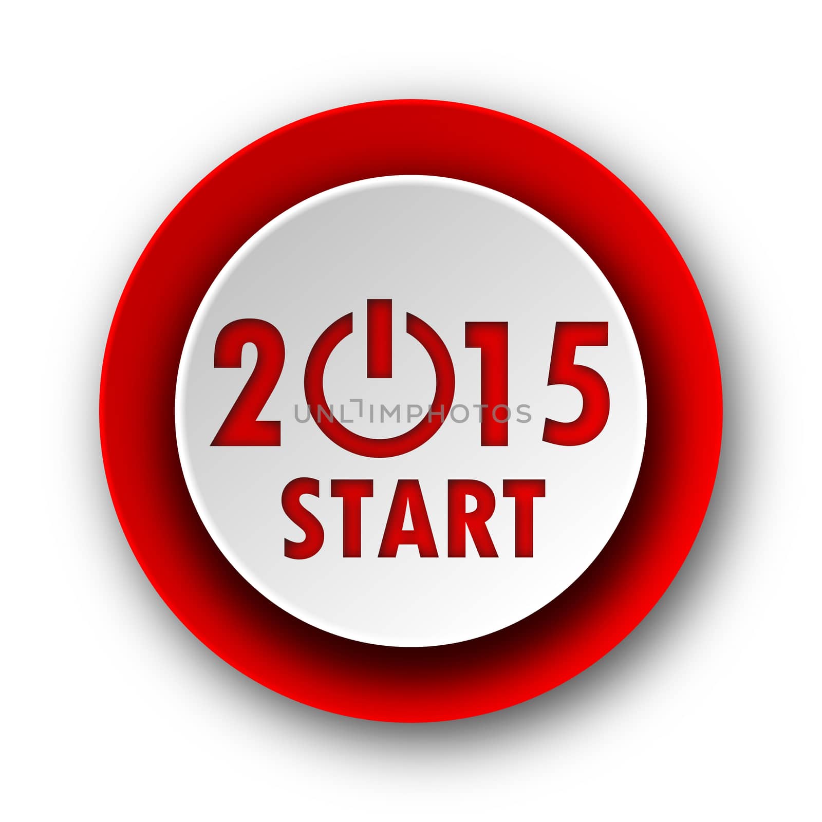 new year 2015 red modern web icon on white background