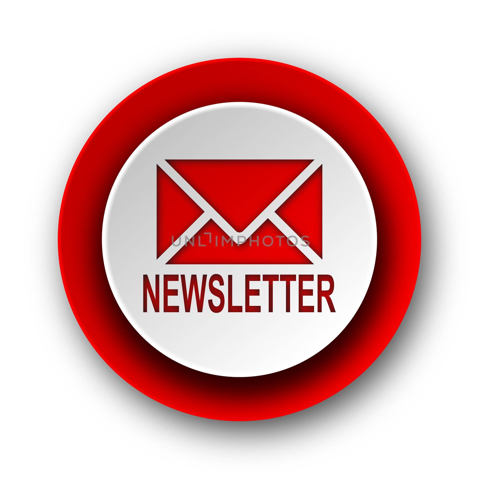 newsletter red modern web icon on white background