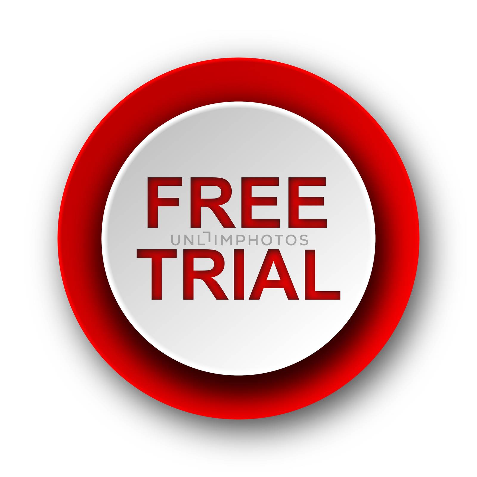 free trial red modern web icon on white background