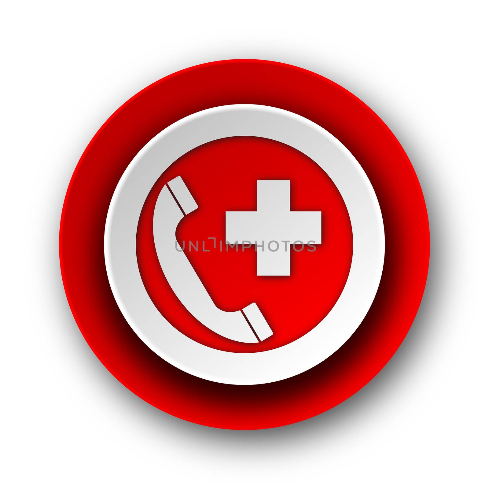 emergency call red modern web icon on white background