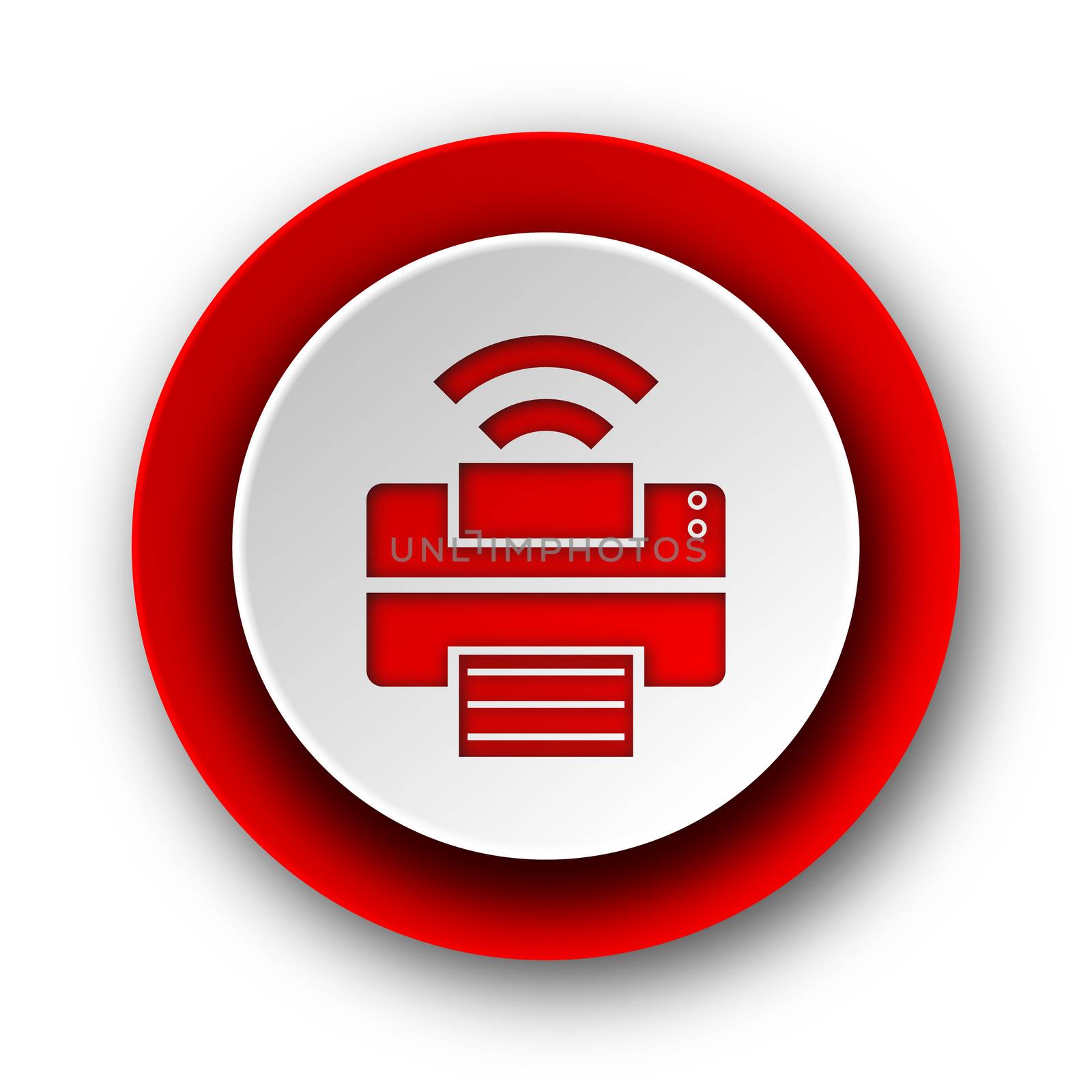 printer red modern web icon on white background