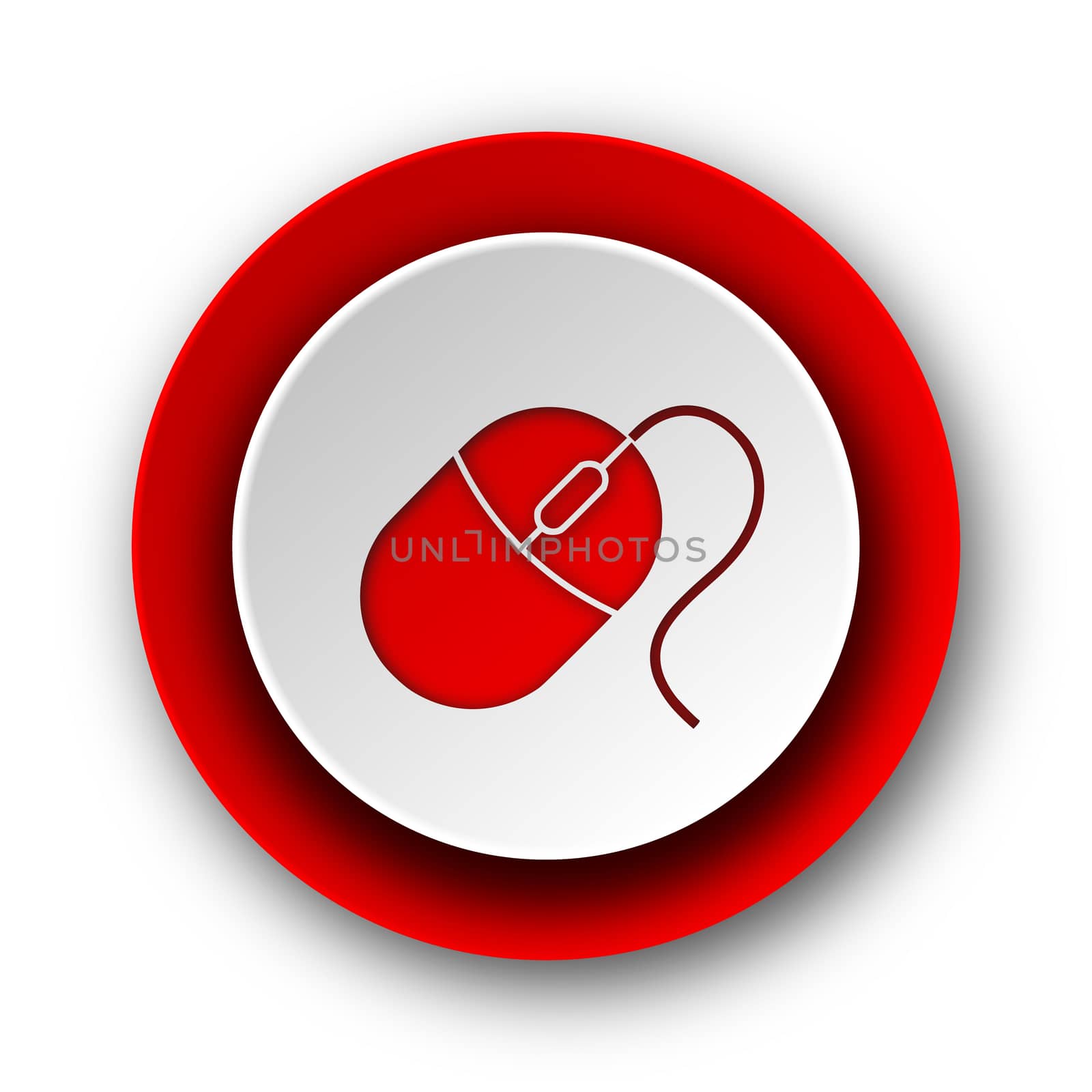 mouse red modern web icon on white background