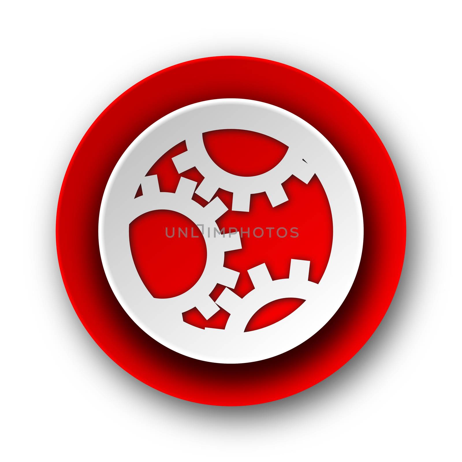 gear red modern web icon on white background