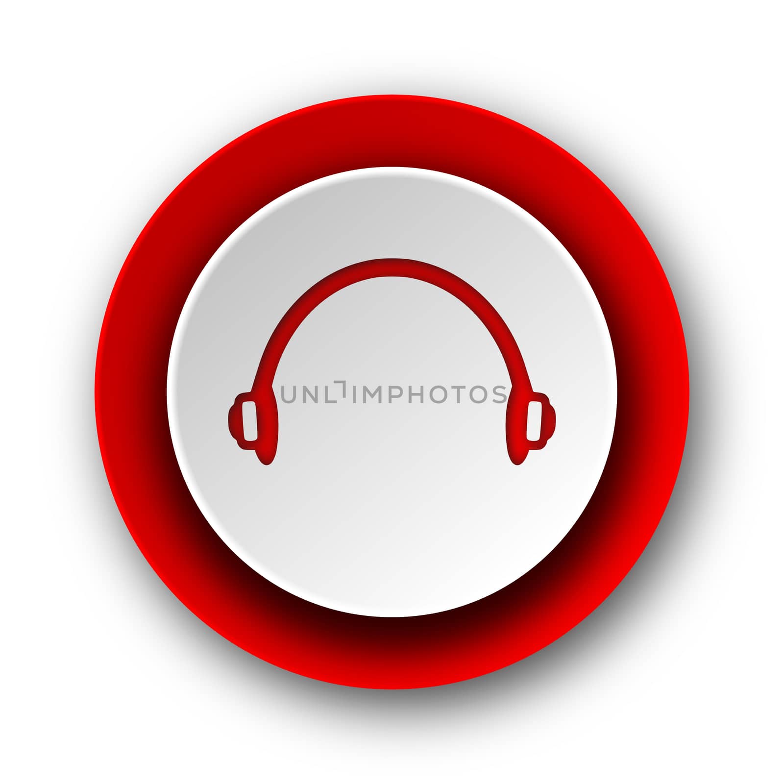 headphones red modern web icon on white background