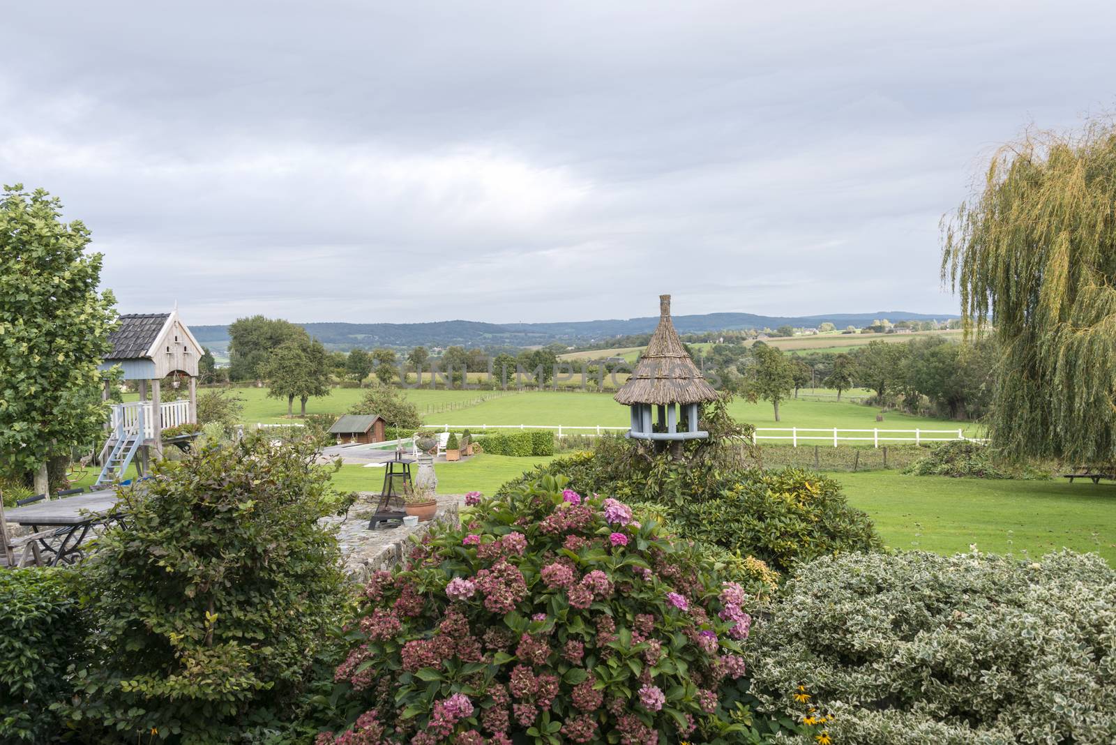 view on landscape of the south part of holland called limburg from belgium