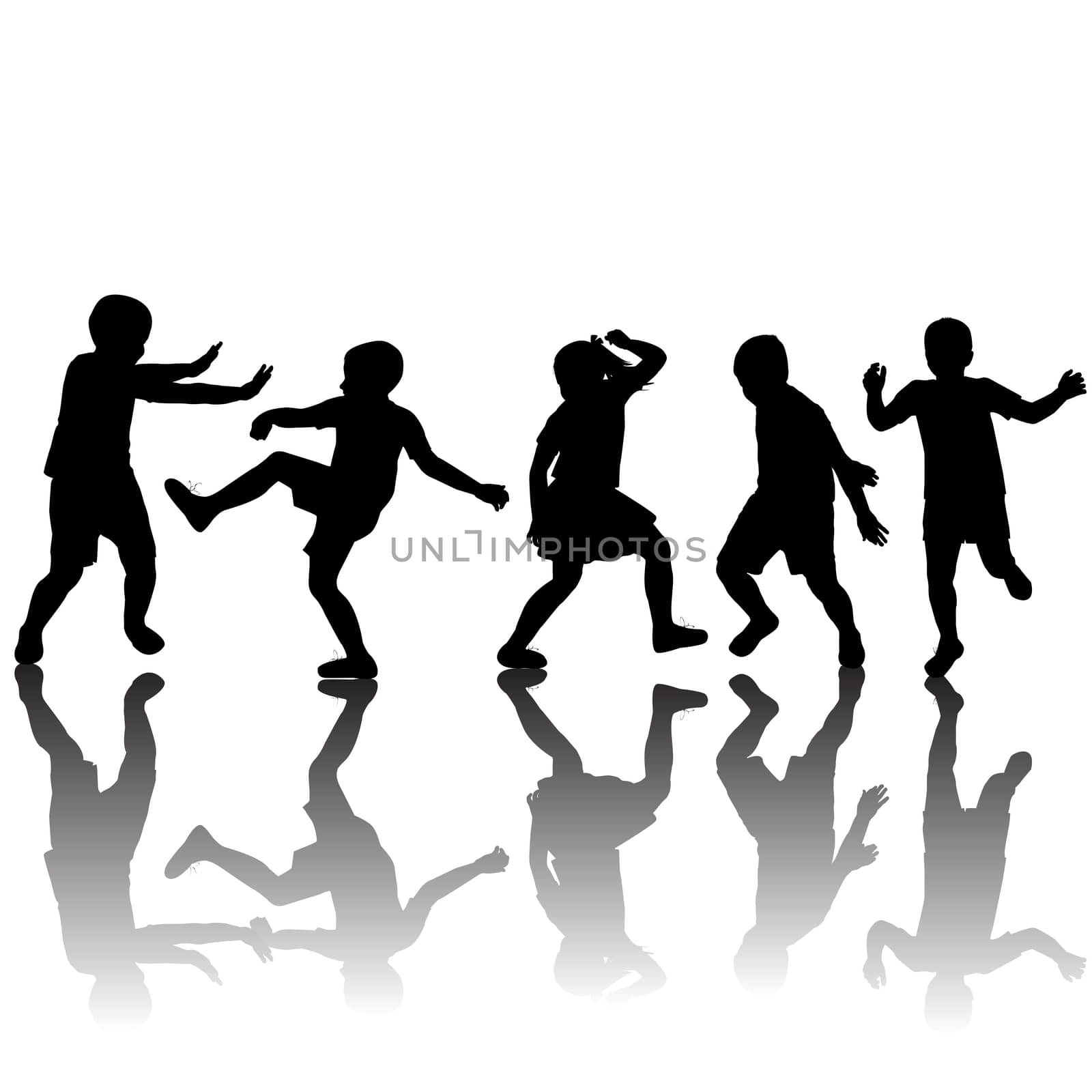 set of children silhouettes dancing by hibrida13