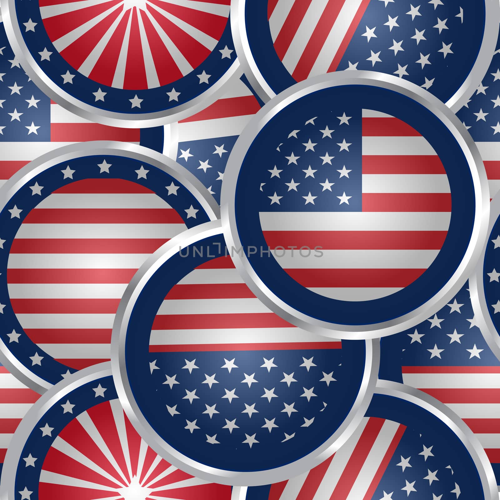 Seamless background with american flag web buttons