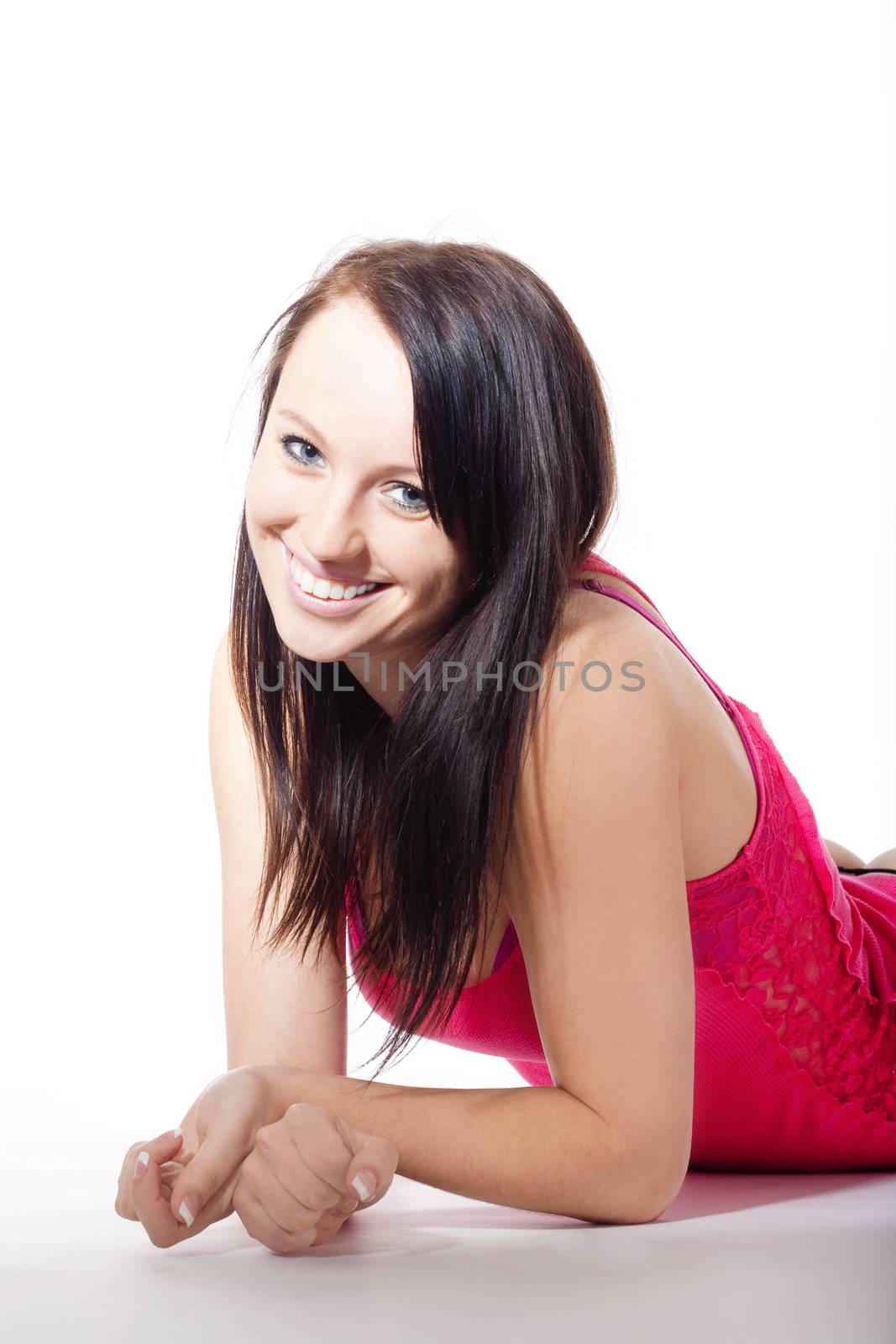 beautiful woman in red top by courtyardpix