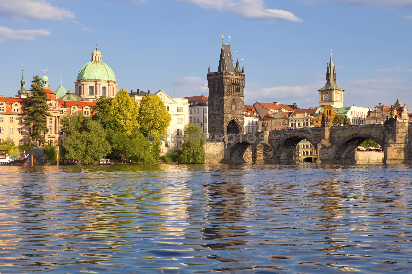 czech republic prague - charles bridge and spires of the old town