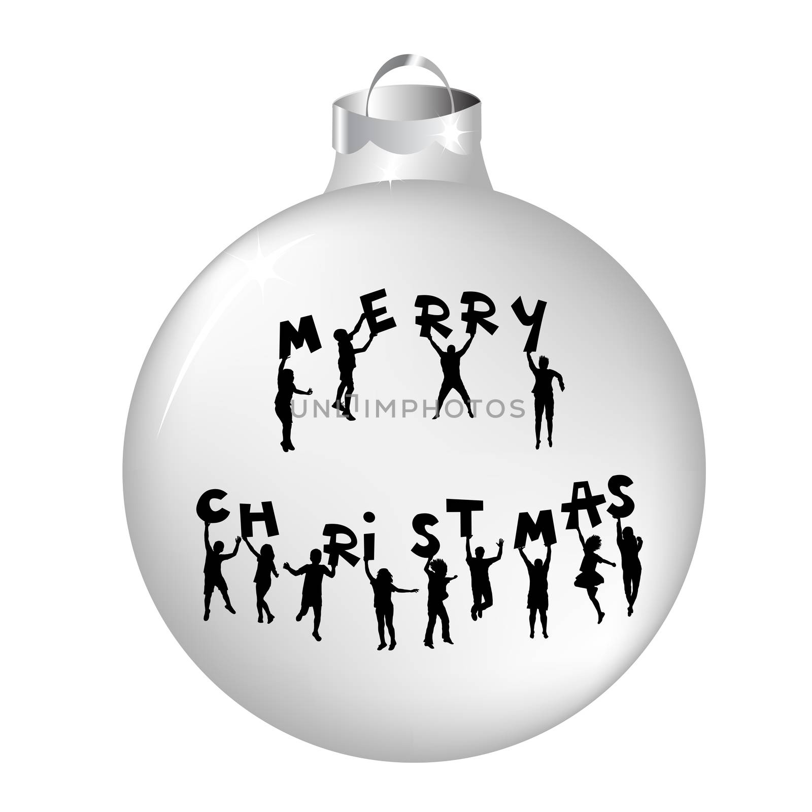 Christmas ball with kids silhouettes