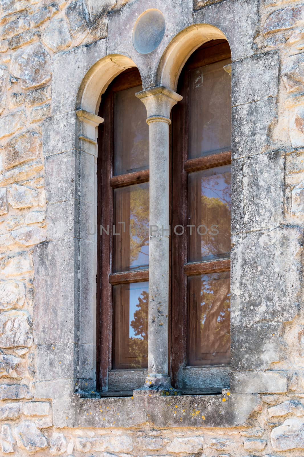 Ancient Double Window in an old Sicilian temple