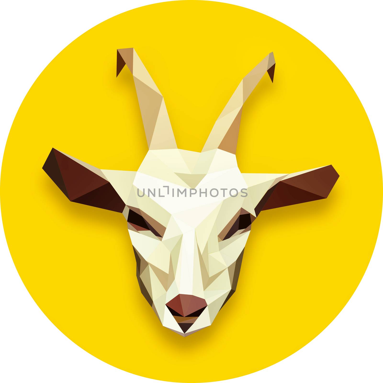 goat head polygonal  in yellow circle