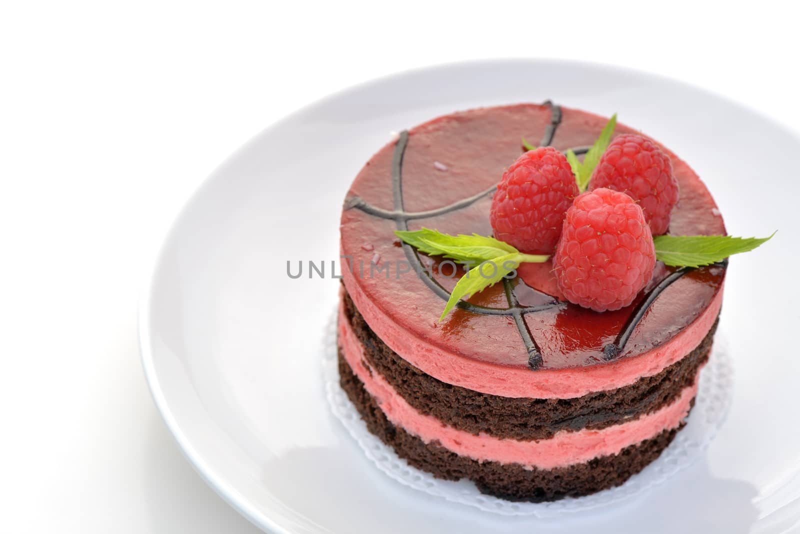 Mousse chocolate and raspberry cake by Hbak