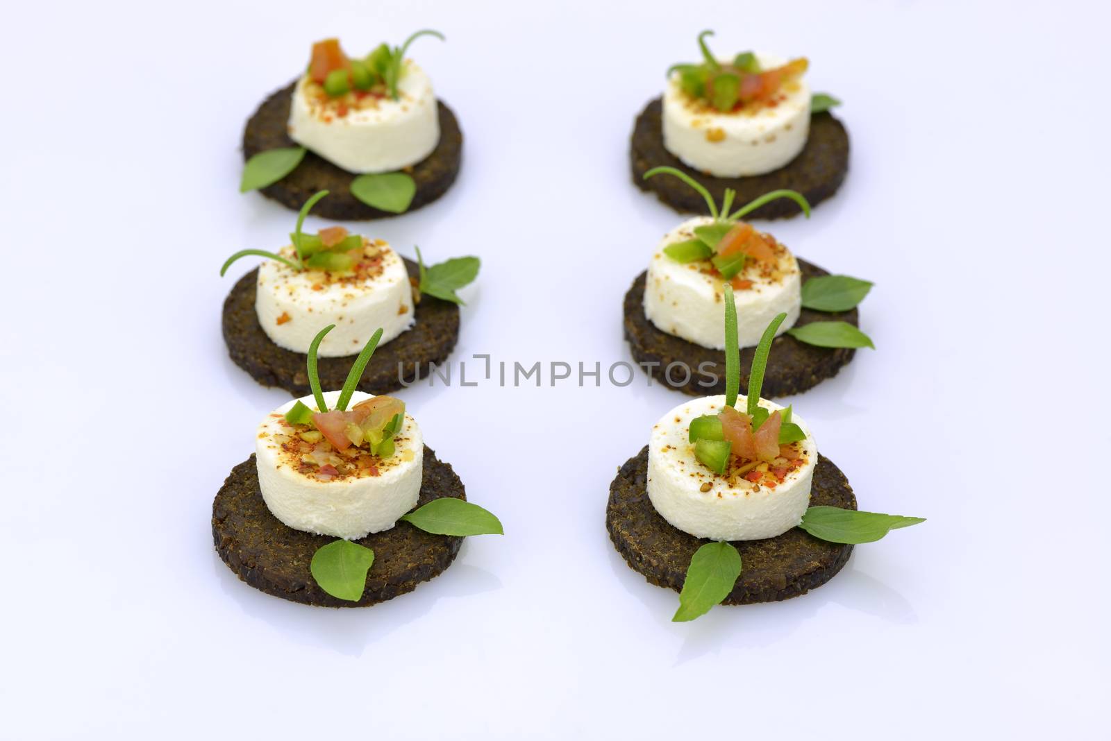 Cheese appetizers on rye bread by Hbak