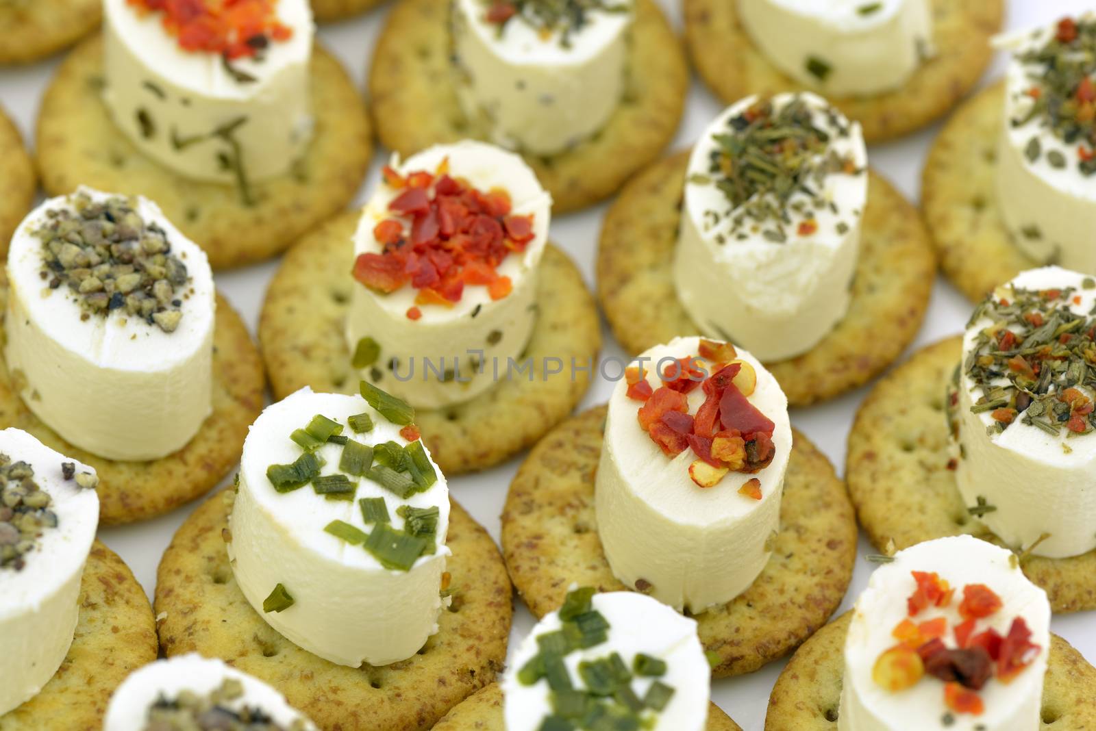 Close-up of cheese appetizers by Hbak