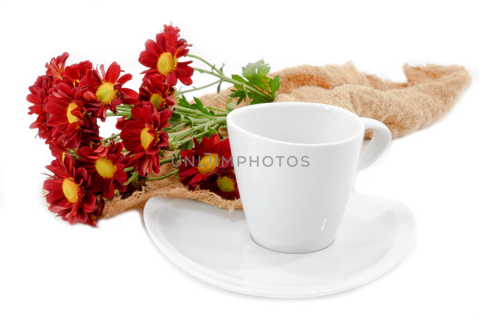 cup of coffee and red flower