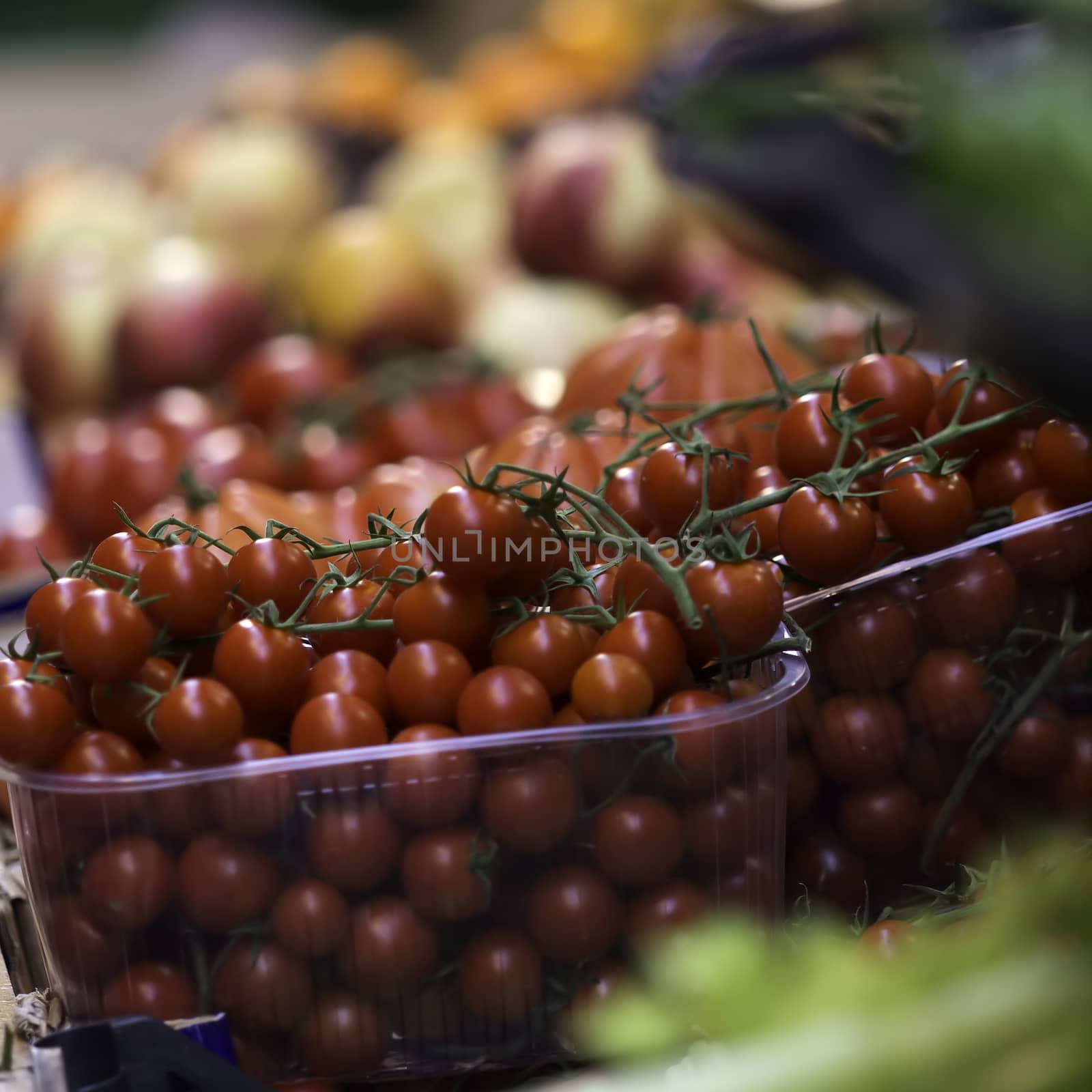 Tomatoes in an italian corner market