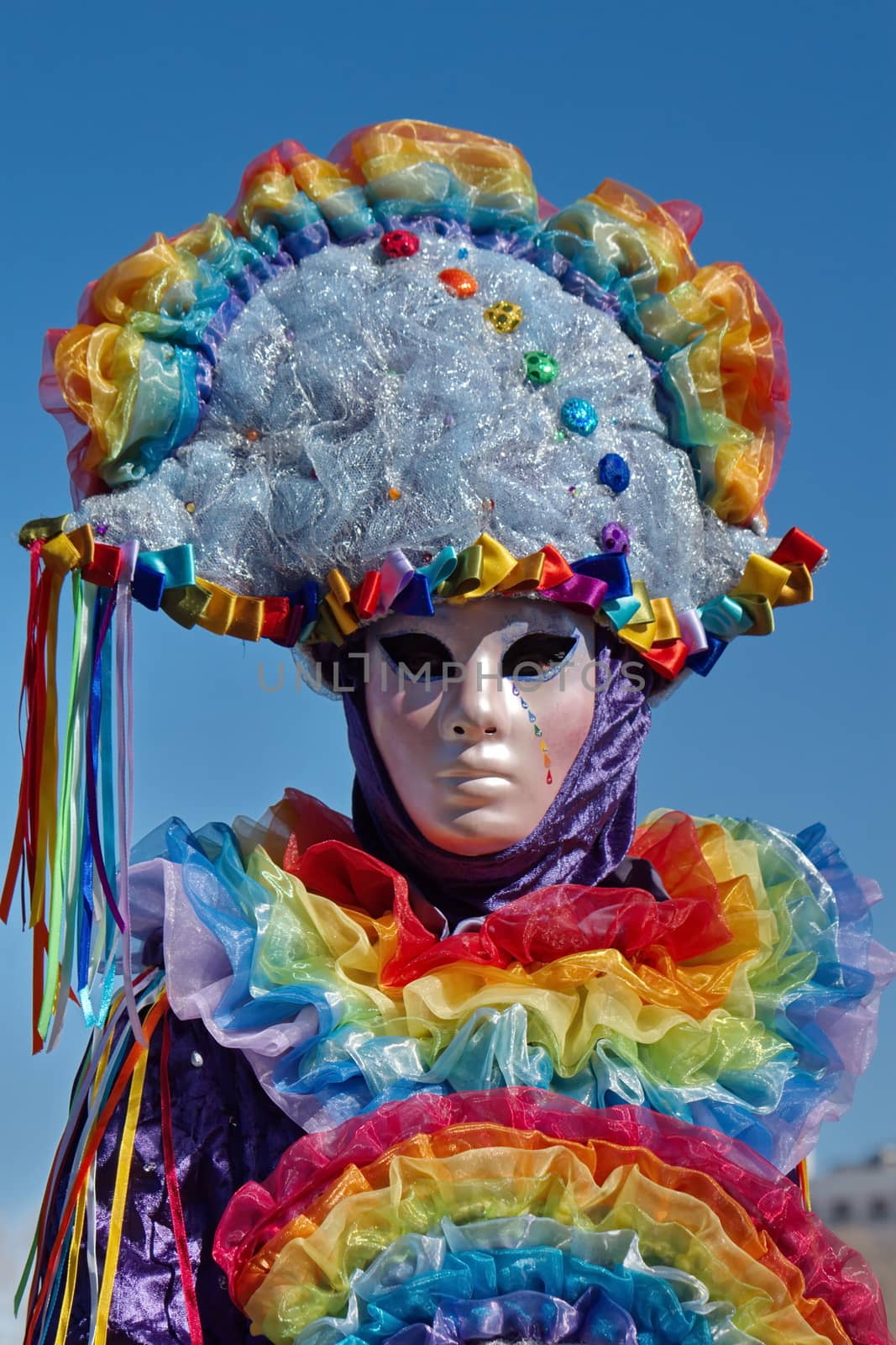 ANNECY, FRANCE, MAR 16 : Colorful portrait at the carnival in Annecy, France, on March 16 2014.