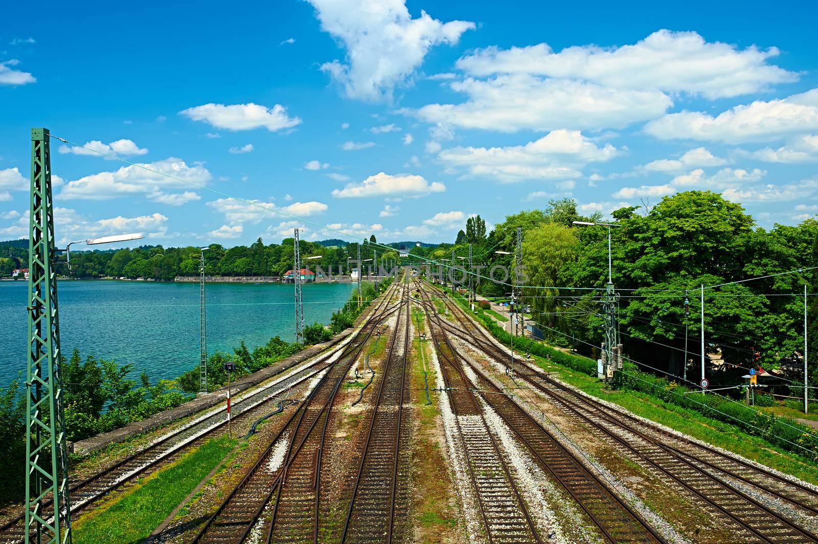 Railway tracks in a rural scene at Lindau by haveseen