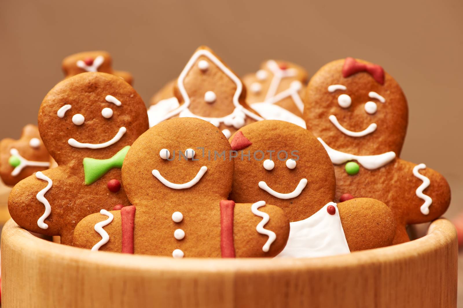 Christmas homemade gingerbread cookies on table