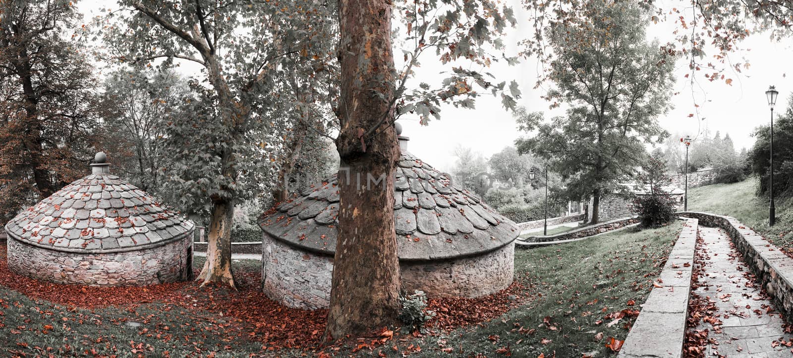 View of iceboxes in autumn season, Cazzago Brabbia - Varese